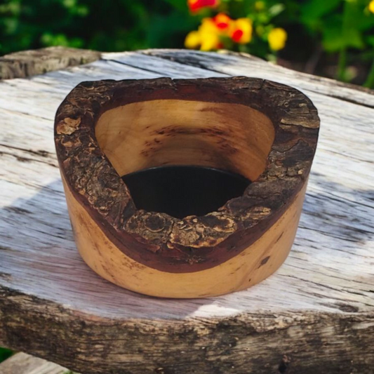 Walnut oak live edge  resin candle holder
